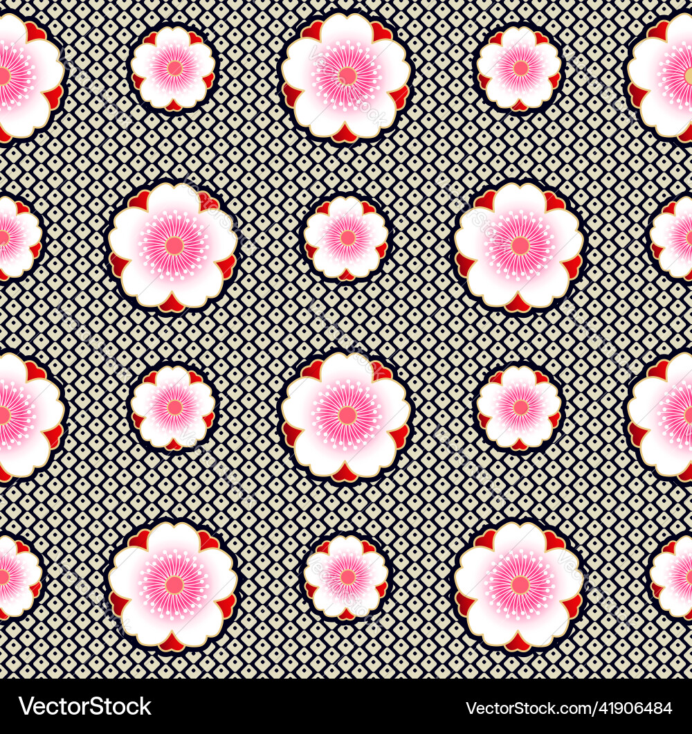 Japanese spring floral background in traditional vector image