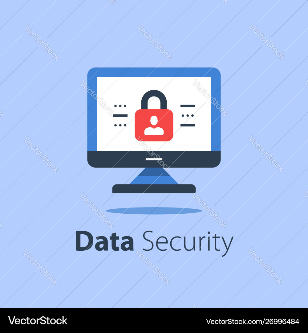 Online security computer monitor and padlock Online security computer monitor and padlock Vector Image