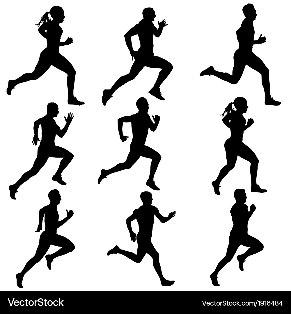 Set running silhouettes Royalty Free Vector Image