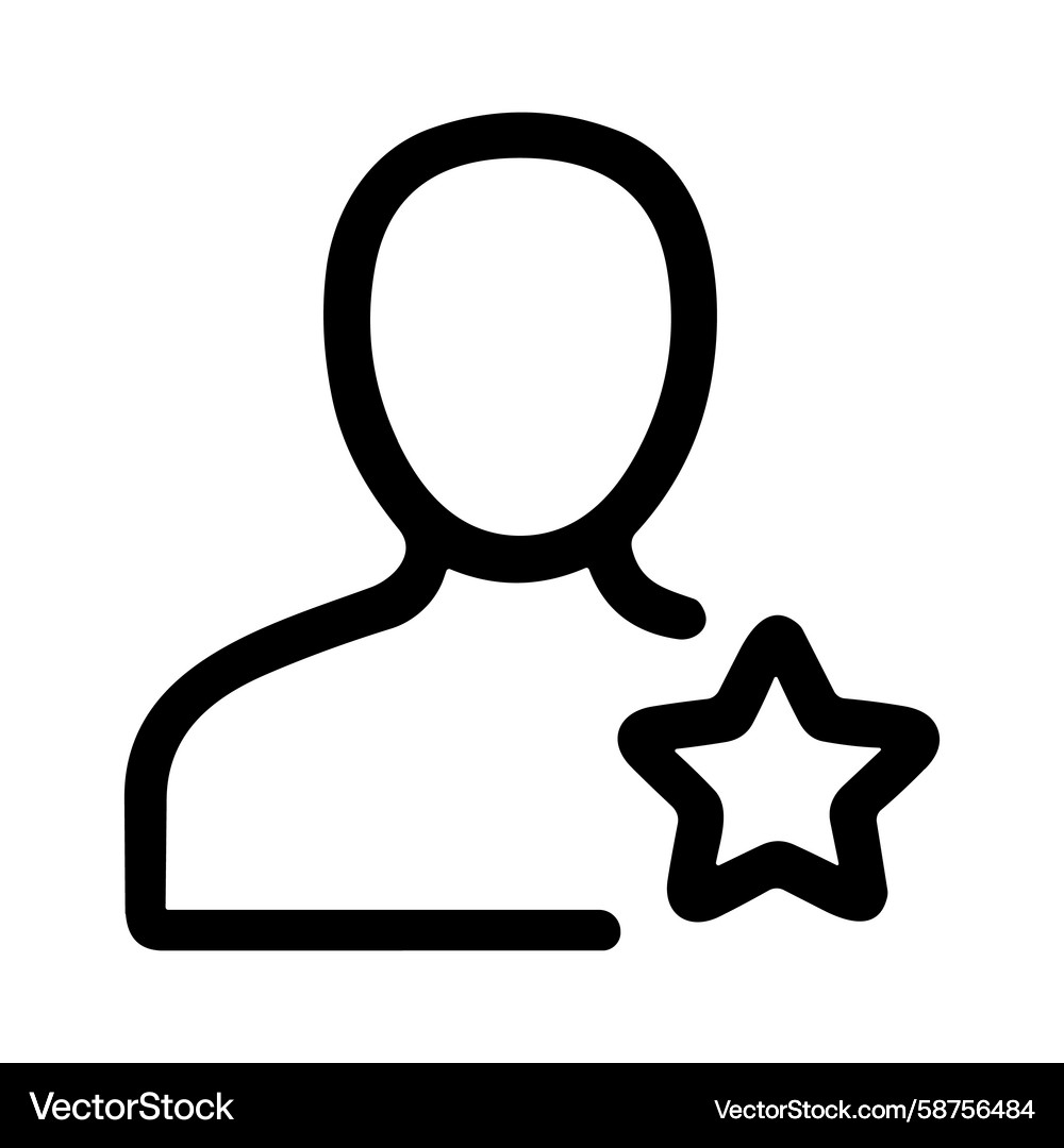 User Star Icon - Minimalist Outline Vector Image