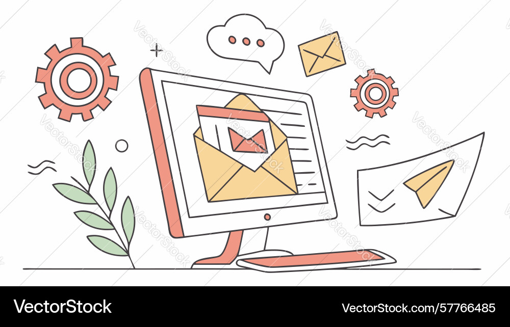 Desktop email inbox digital correspondence vector image
