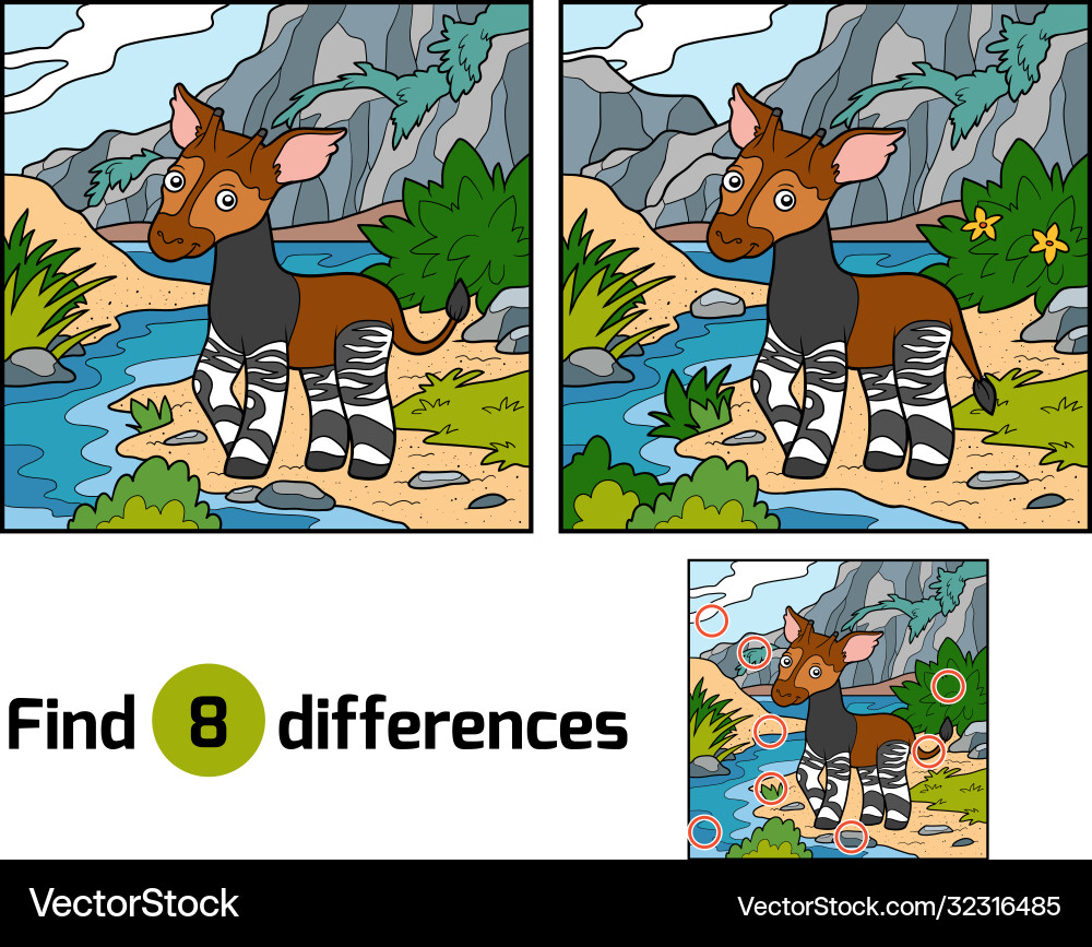 Find differences okapi Find differences okapi Vector Image