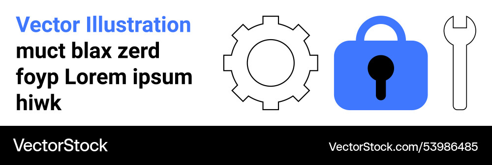 Gear and padlock with wrench for secure Vector Image