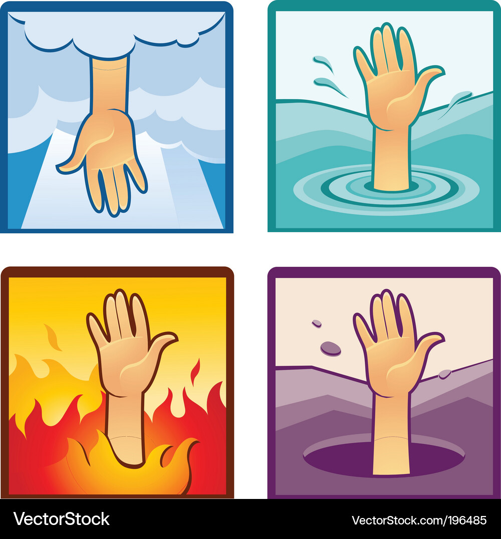 Reaching Hands: Help & Rescue Vector Image