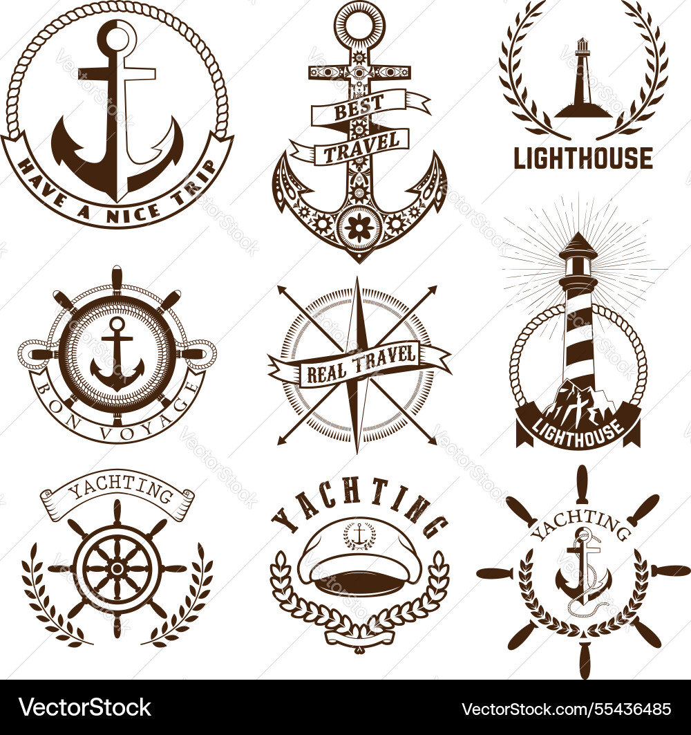 Set of sea and nautical decorations isolated Vector Image