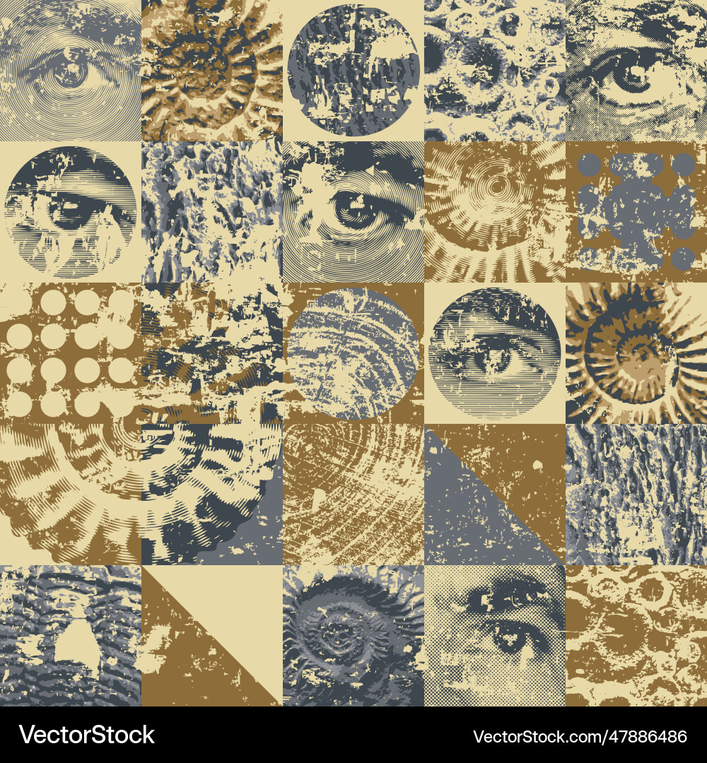 Abstract Seashell & Eye Pattern Vector Image