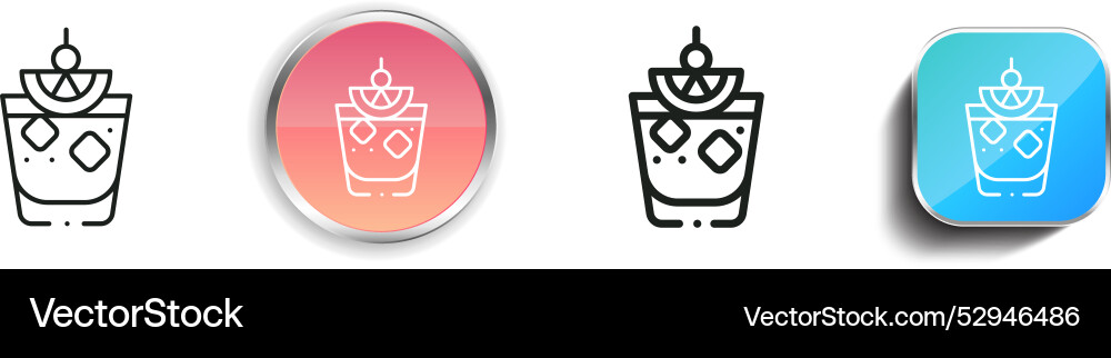 Cocktail icon thin linear regular and button vector image