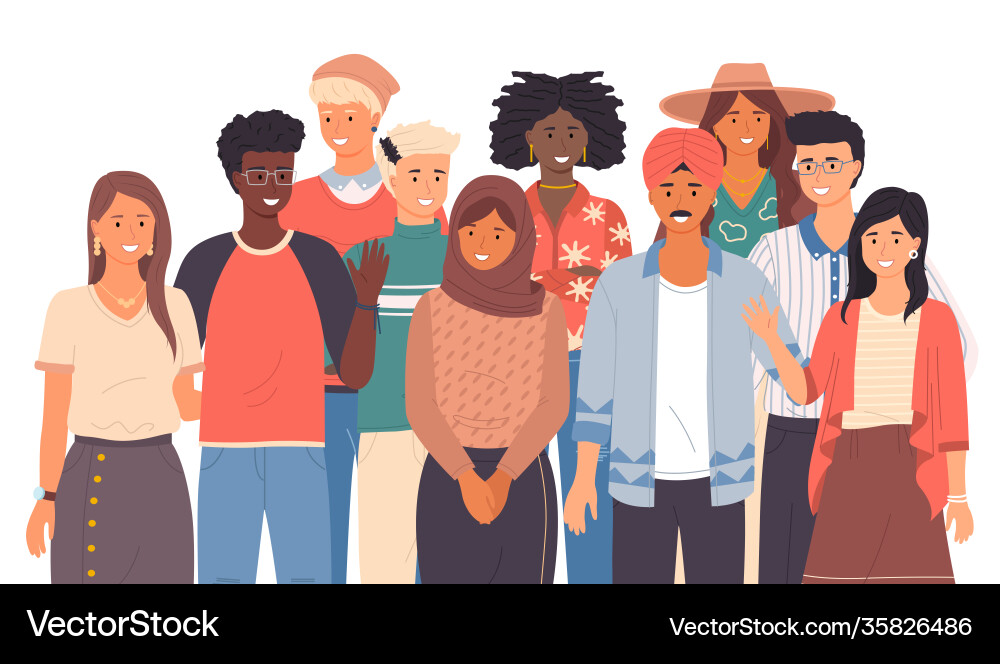 Friendly multi national people greeting diverse Friendly multi national people greeting diverse vector image