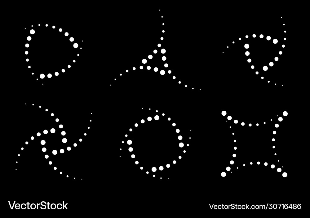 Halftone circular dotted frames set circle dots Halftone circular dotted frames set circle dots vector image