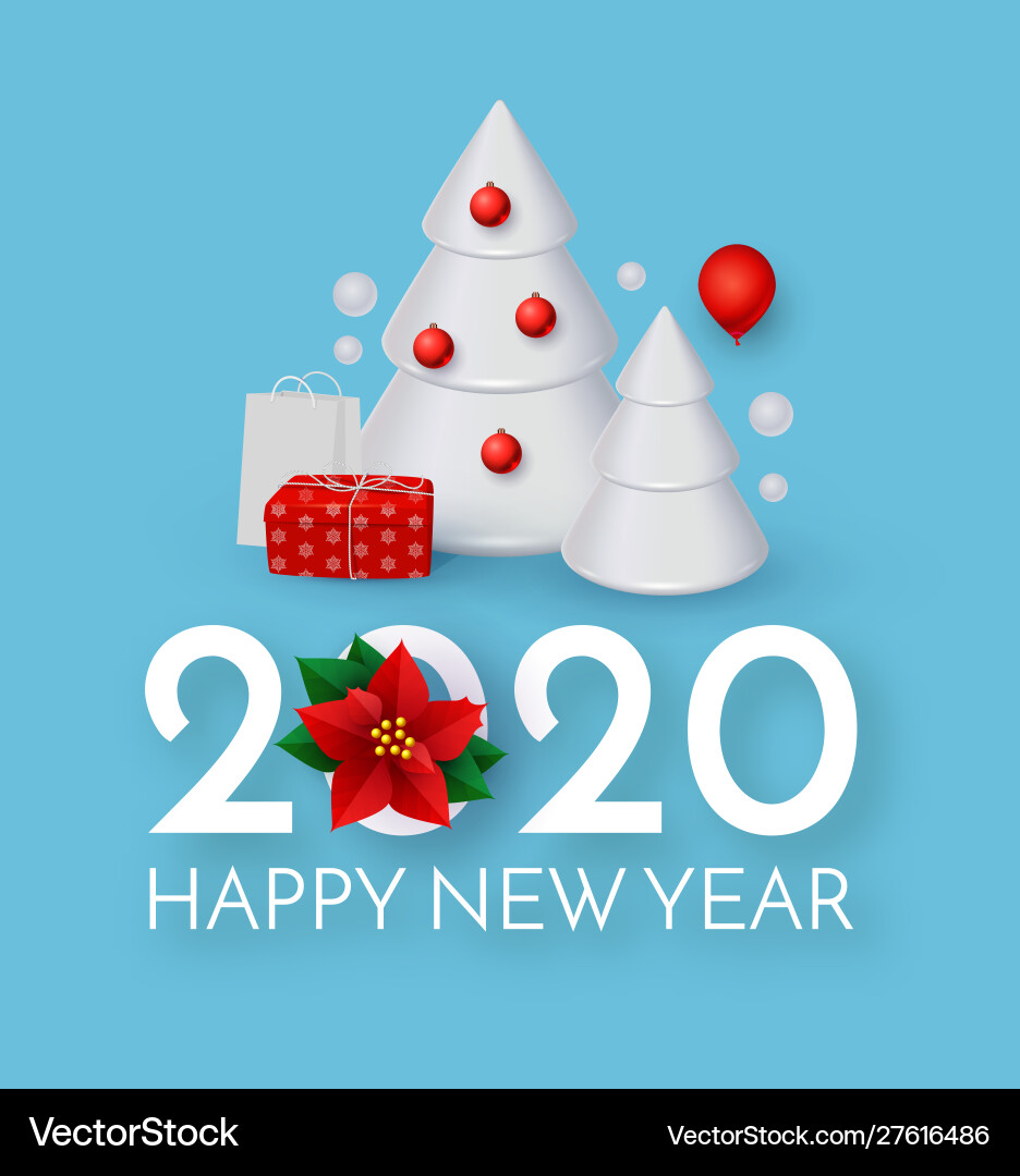 Happy new 2020 year holiday greeting with 3d fir Happy new 2020 year holiday greeting with 3d fir vector image