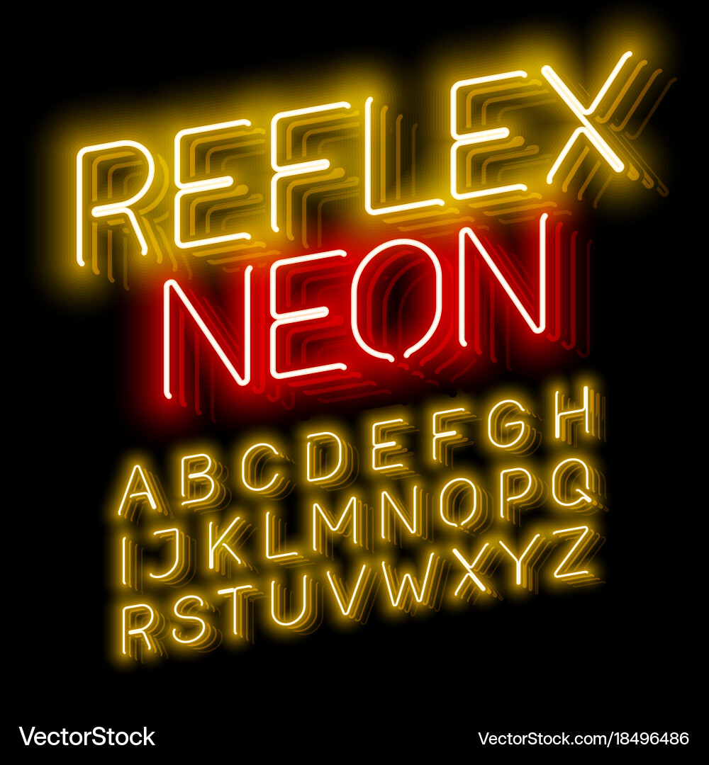 Neon Font - Reflex Style vector image