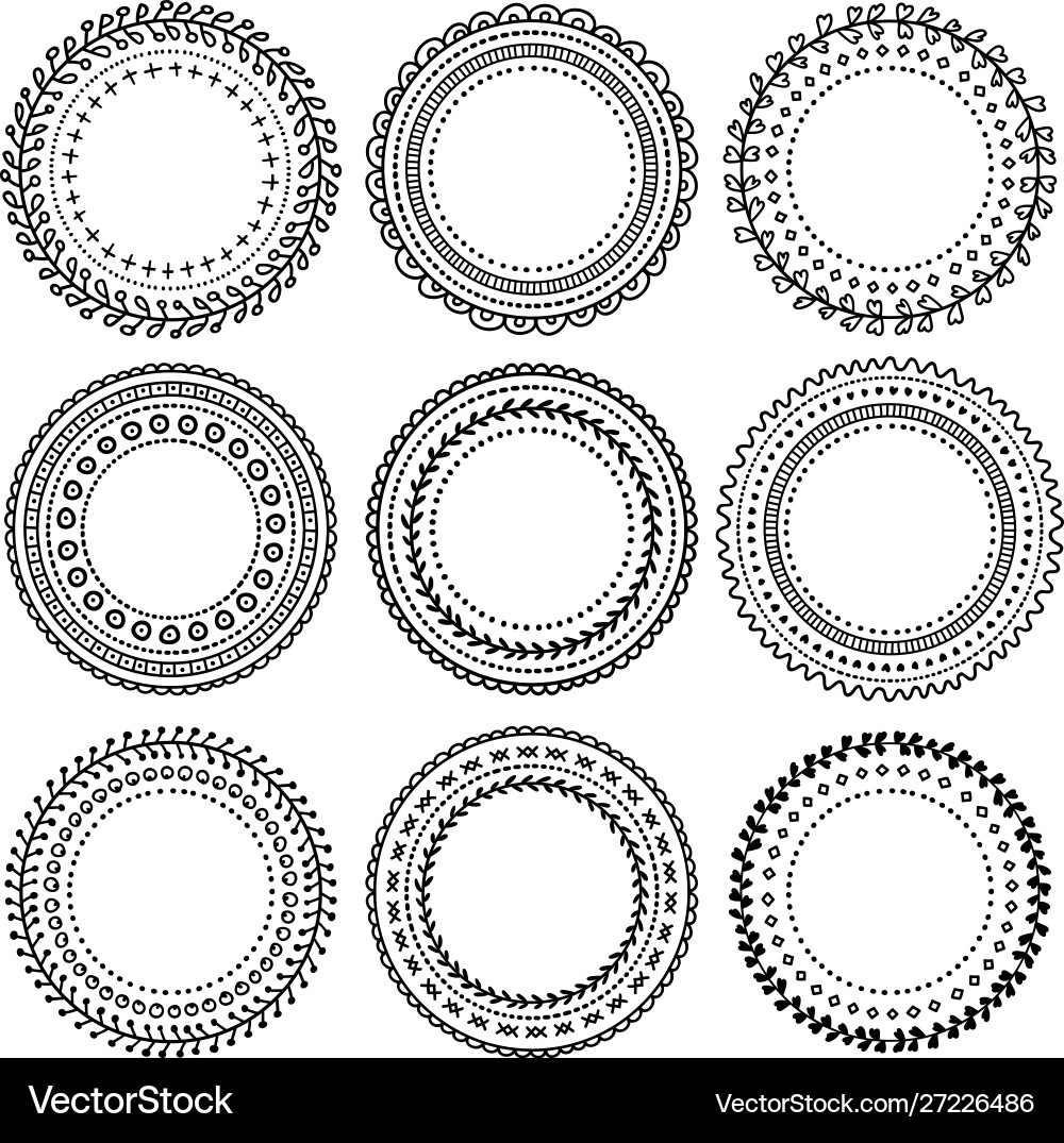 Set black doodle frames vignettes Set black doodle frames vignettes vector image