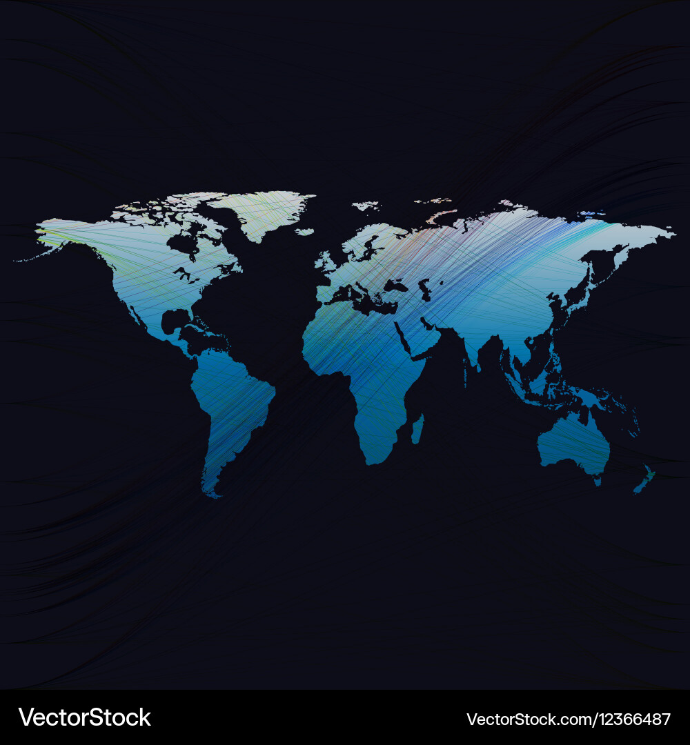 Blue color background with world map abstract vector image