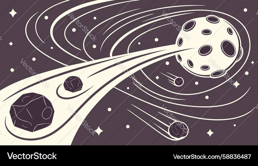 Celestial objects streaking through the vast Vector Image
