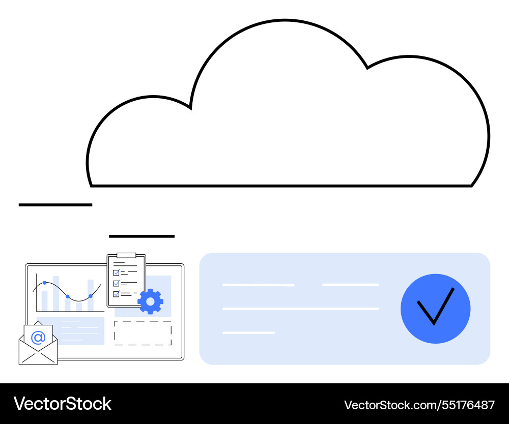 Cloud computing concept with data analysis email Cloud computing concept with data analysis email vector image