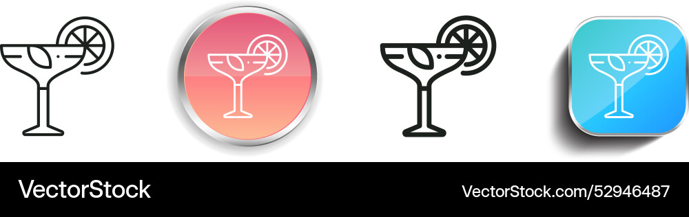 Cocktail icon thin linear regular and button vector image
