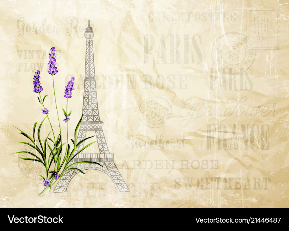 Eiffel tower souvenir card Eiffel tower souvenir card Vector Image