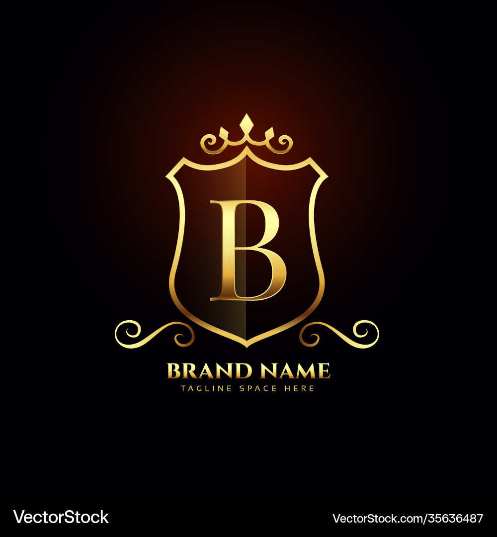 Elegant Golden Letter B Logo Vector Image