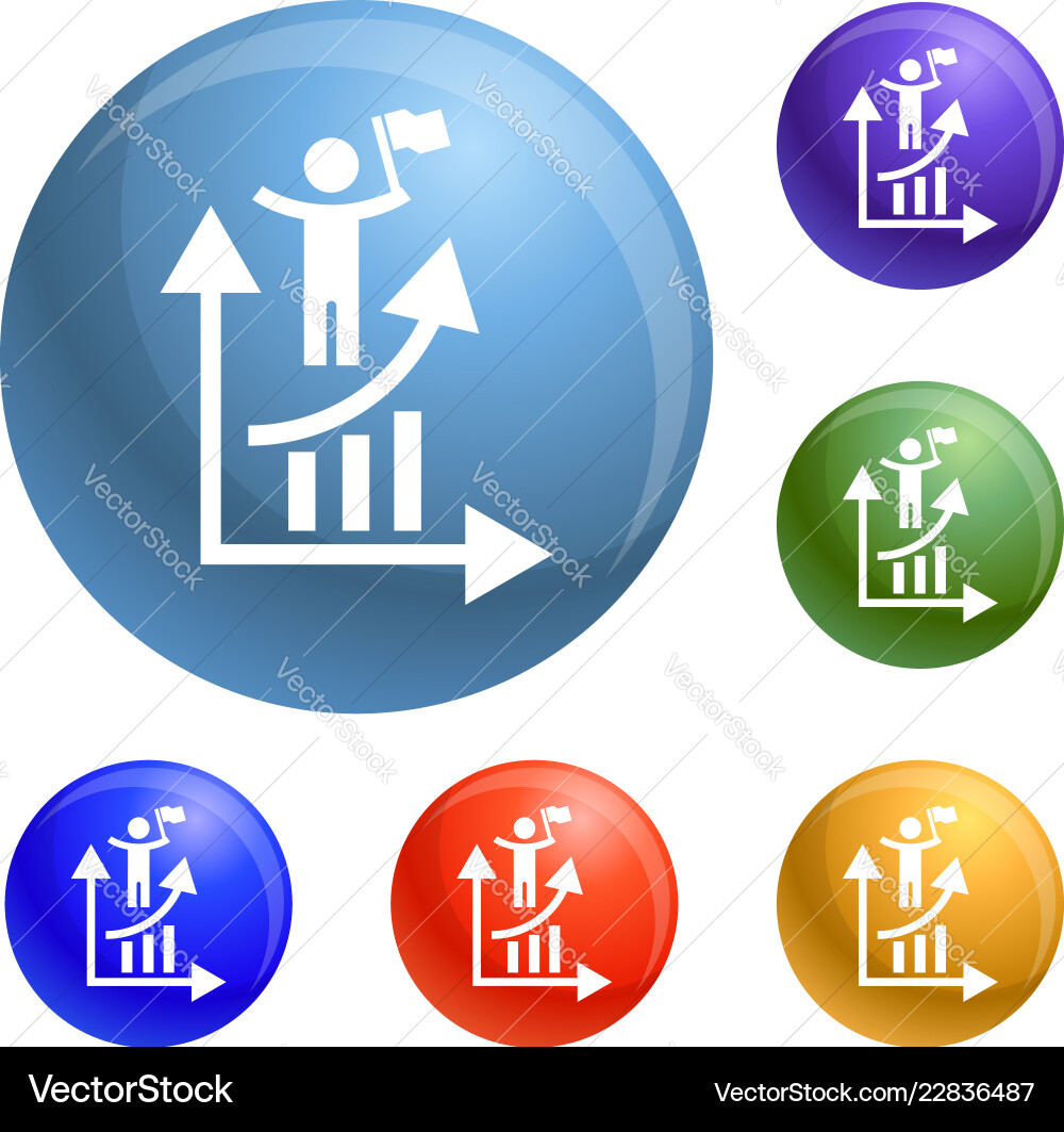 Man grow up chart icons set Man grow up chart icons set vector image