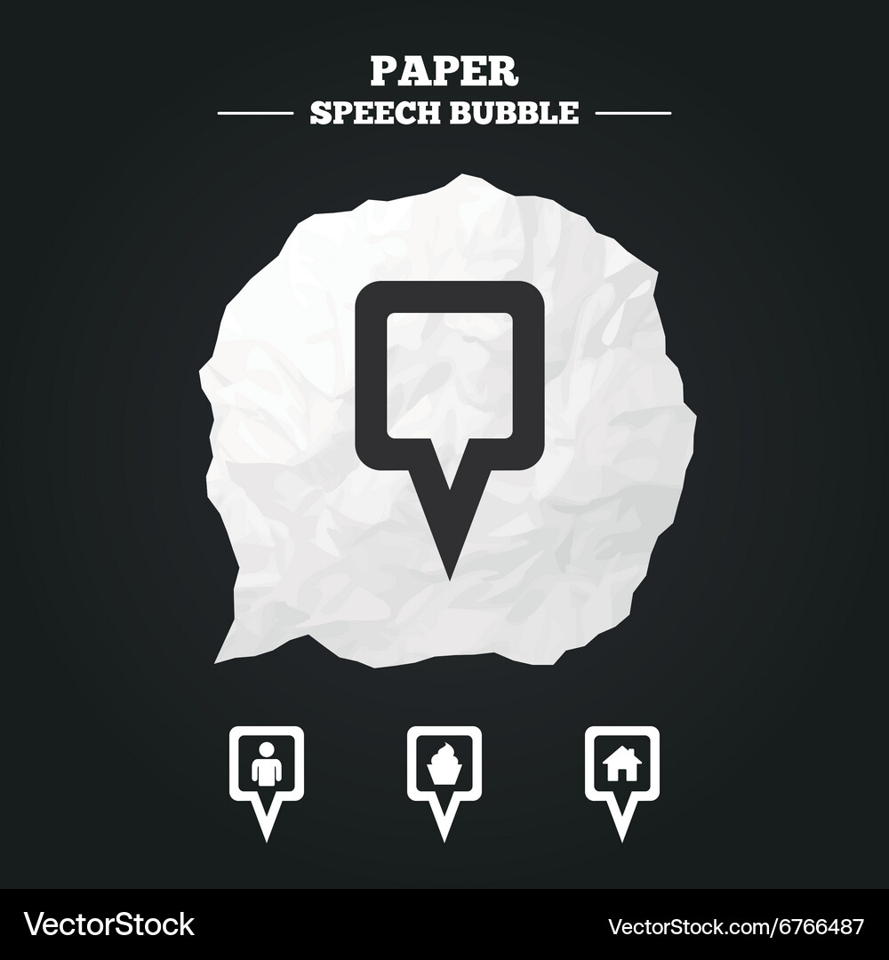 Map pointer icons home food and user location Vector Image