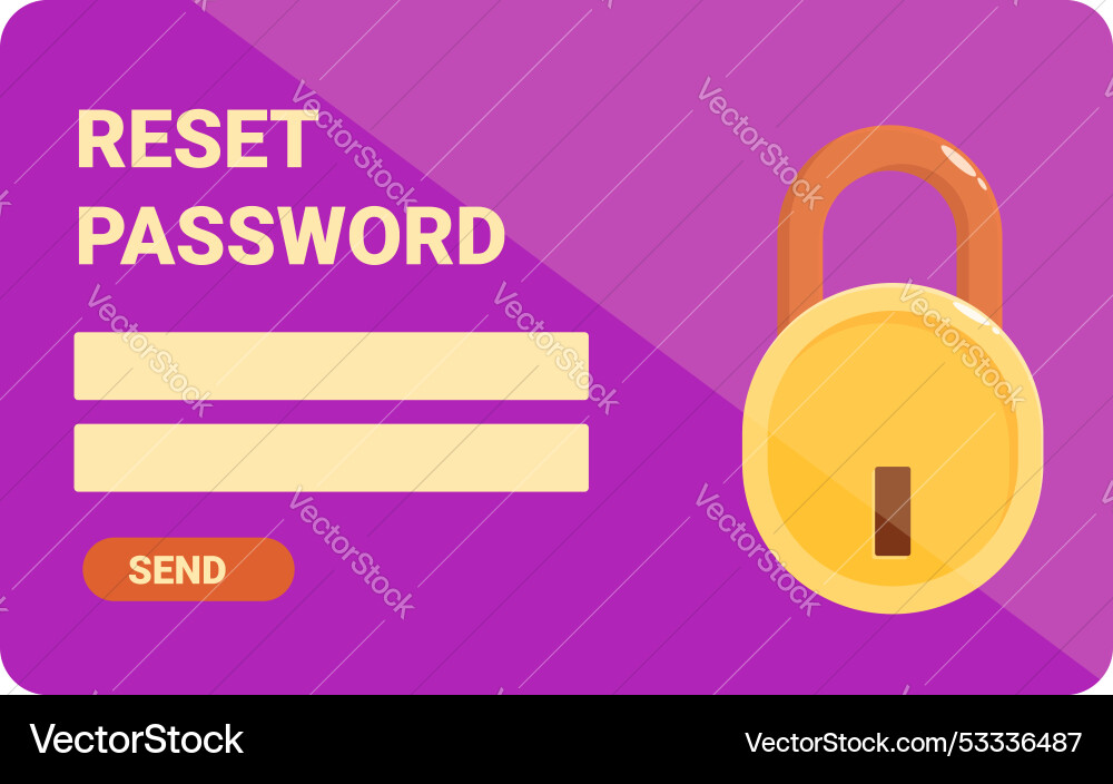 Reset password form with padlock showing Reset password form with padlock showing vector image