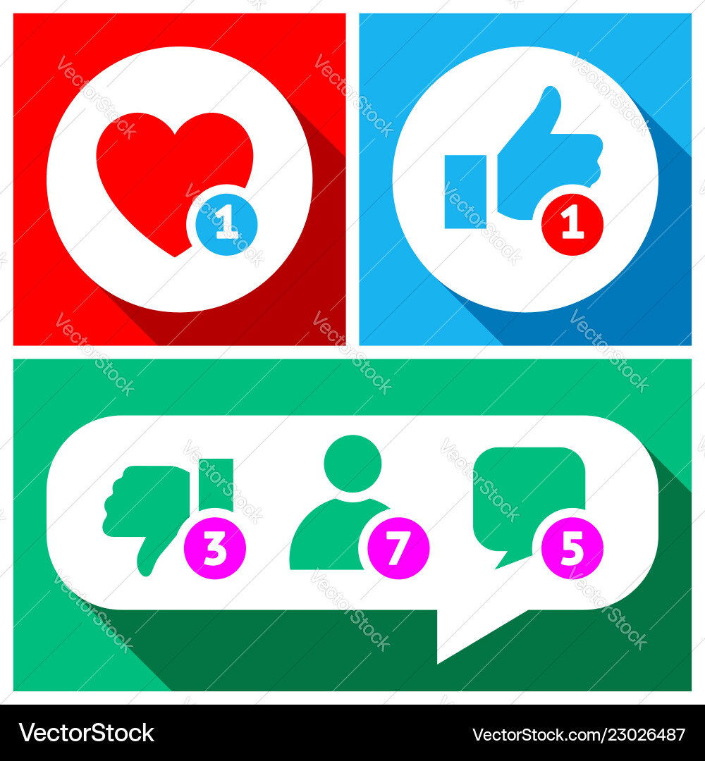Simple buttons with user feedback for social Simple buttons with user feedback for social Vector Image