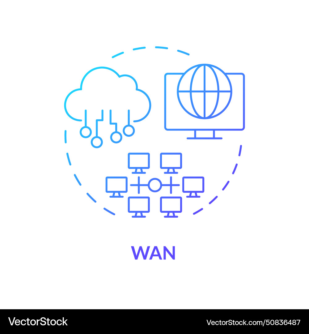 Wan connection type blue gradient concept icon Vector Image