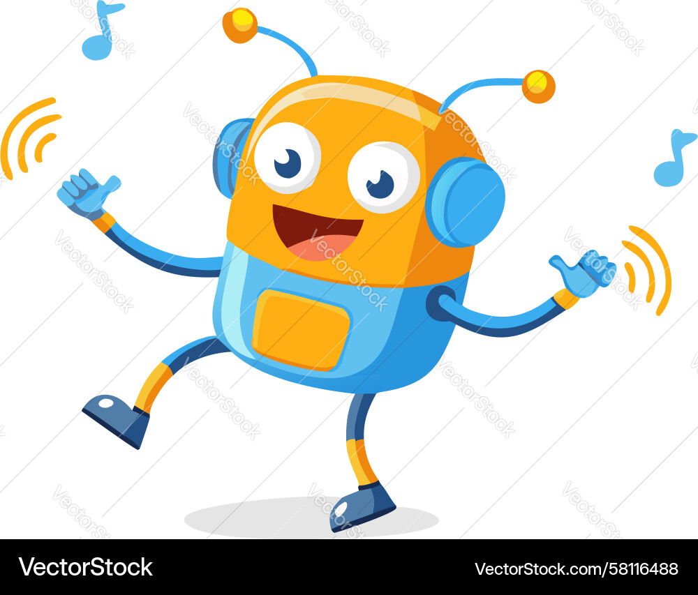 Dancing Robot AI Character Vector Image