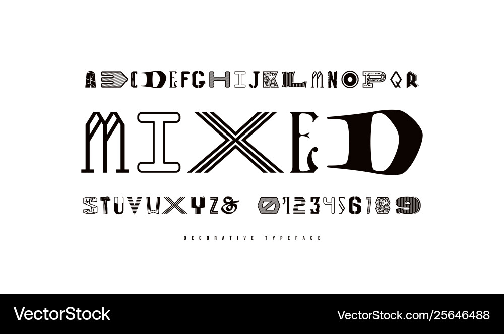 Decorative font different styles Decorative font different styles vector image