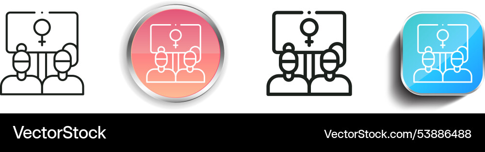 Feminism icon thin linear regular and button vector image