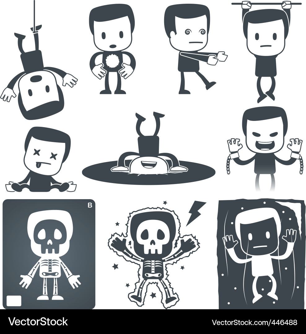 Isolated Skeleton Icons Vector Image
