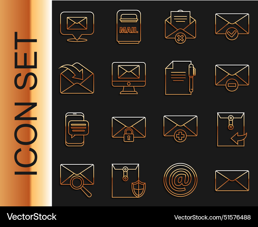 Set line envelope delete monitor Set line envelope delete monitor vector image