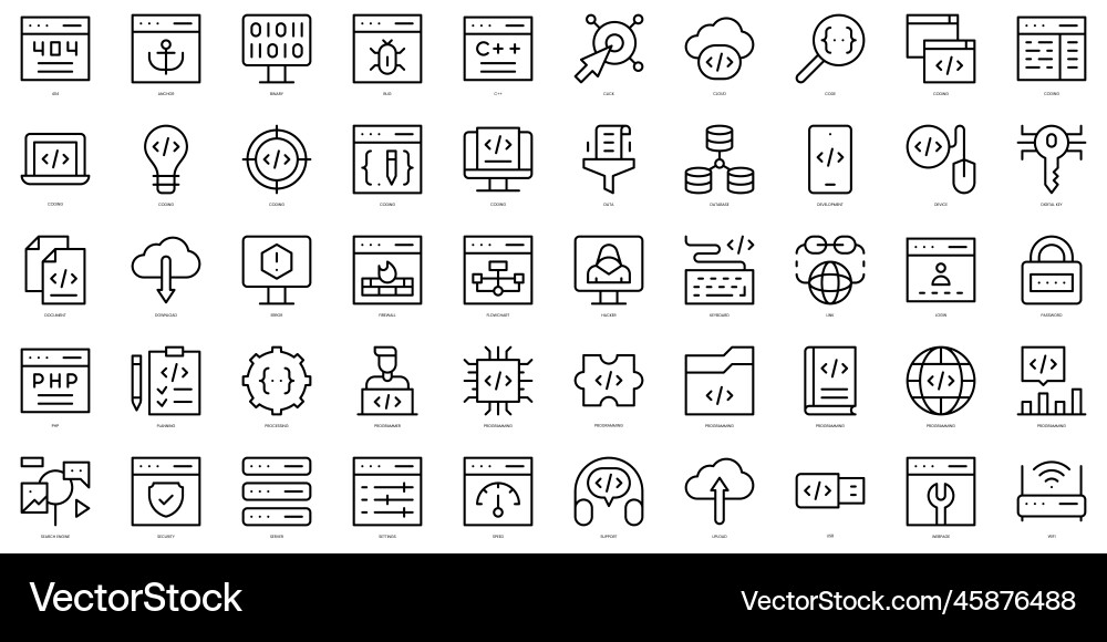 Set of thin line programming icons Set of thin line programming icons vector image