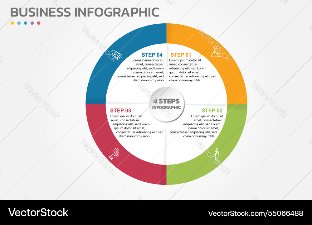 Visual data presentation cycle diagram with 4 Visual data presentation cycle diagram with 4 vector image