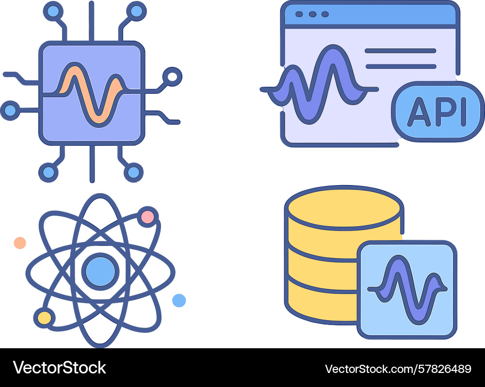 Digital technology icons representing data Digital technology icons representing data vector image