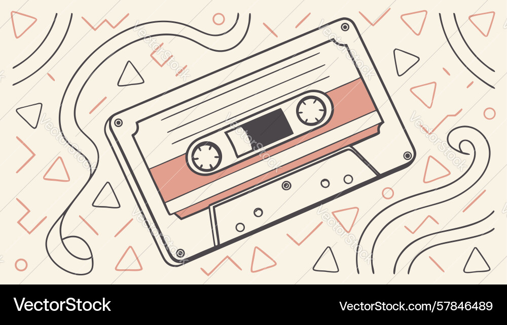 Retro cassette tape with geometric patterns Vector Image
