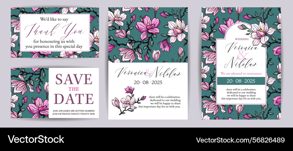 Save the date and rsvp collection botanical Save the date and rsvp collection botanical vector image