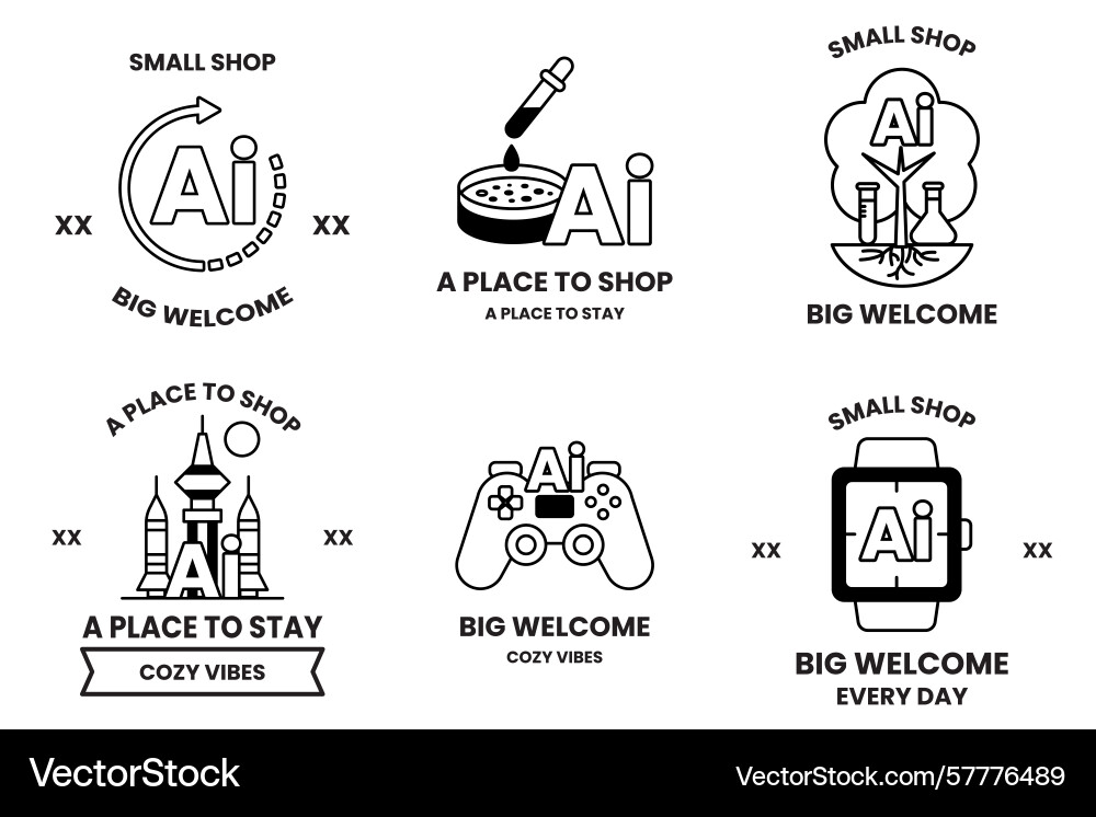 Set of in the concept artificial intelligence Vector Image