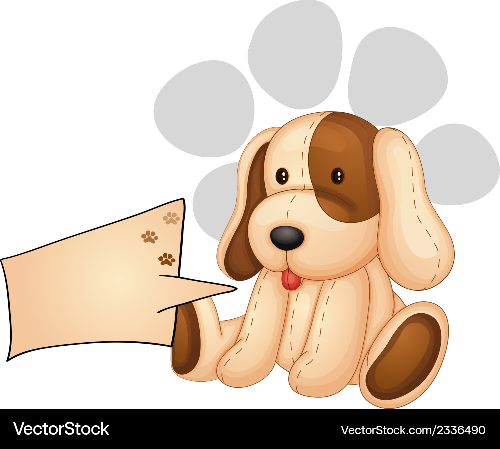 A cute dog with an empty rectangular template vector image