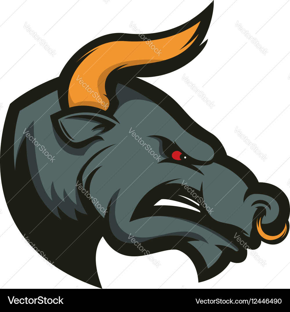 Bull Mascot Head Emblem Vector Image