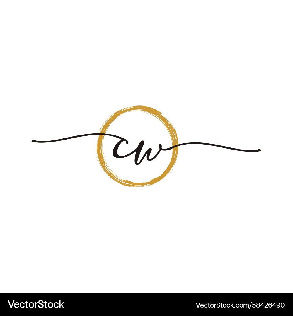 C & W Initial Script Logo Template Vector Image