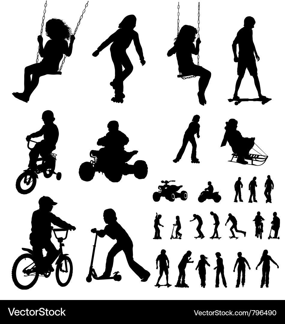 Children Silhouettes - Sports & Play Vector Image