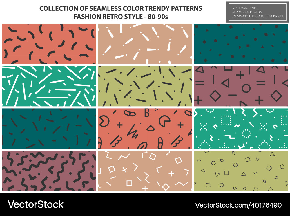 Collection of trendy colorful patterns retro Collection of trendy colorful patterns retro vector image