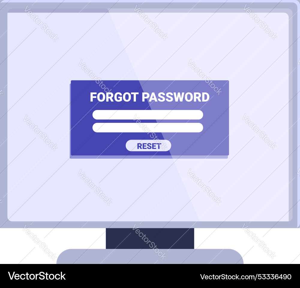 Computer screen displaying forgot password Computer screen displaying forgot password vector image