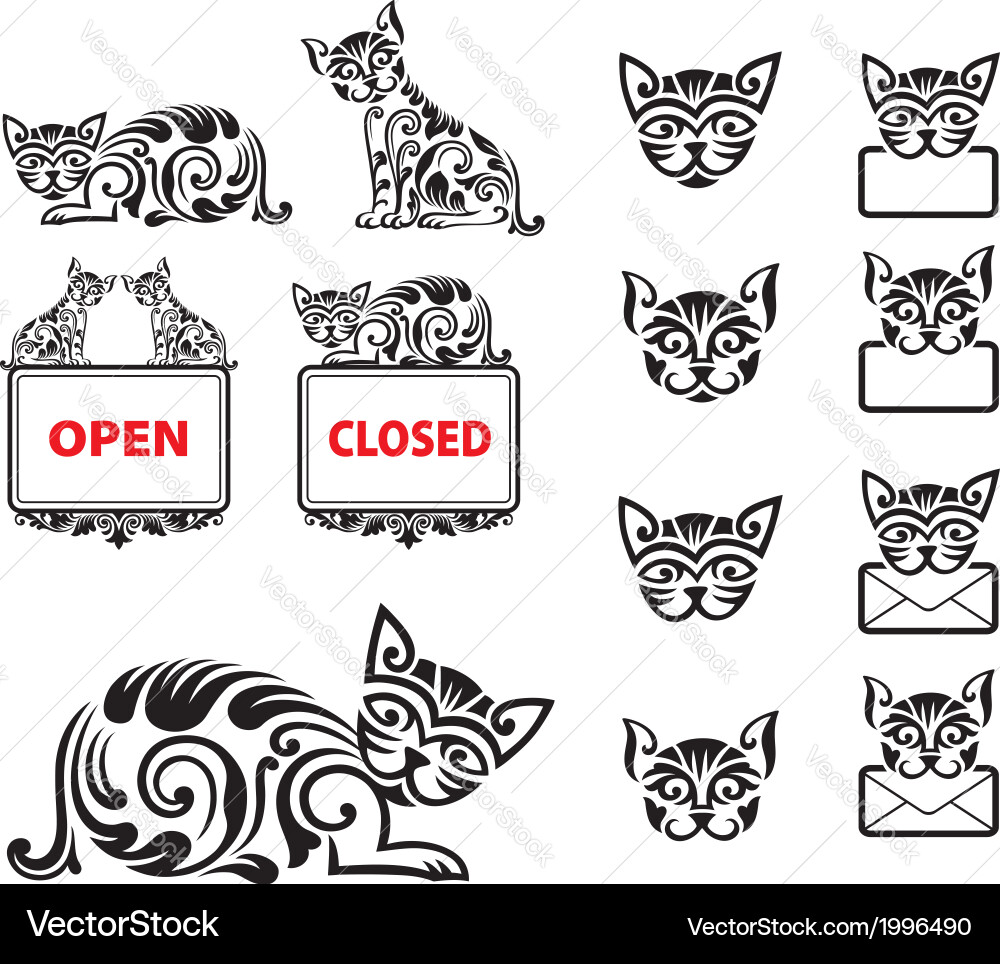 Elegant Cat Ornament Pattern Vector Image