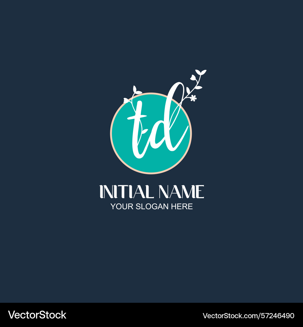 Elegant td initial logo design with botanical Elegant td initial logo design with botanical Vector Image