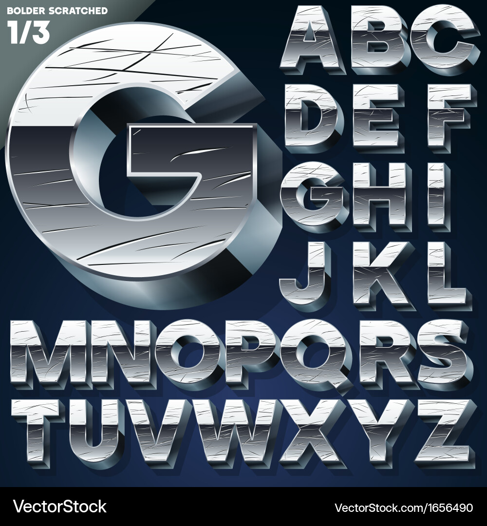 Metallic Chrome Alphabet Set vector image