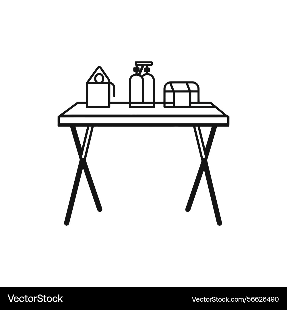 Minimalist table with dispenser box and container Vector Image
