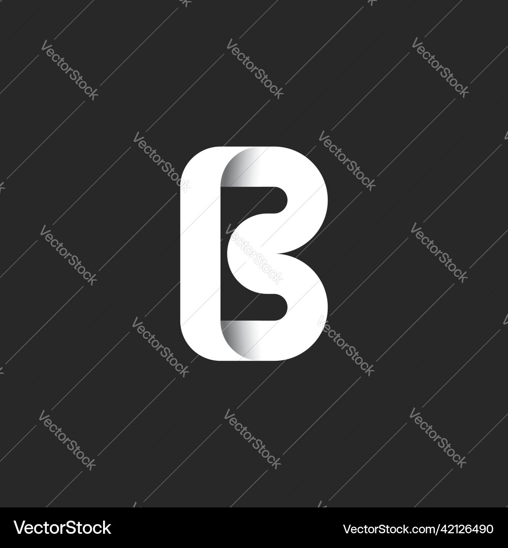 Monogram logo b bold letters 3d effect Monogram logo b bold letters 3d effect vector image