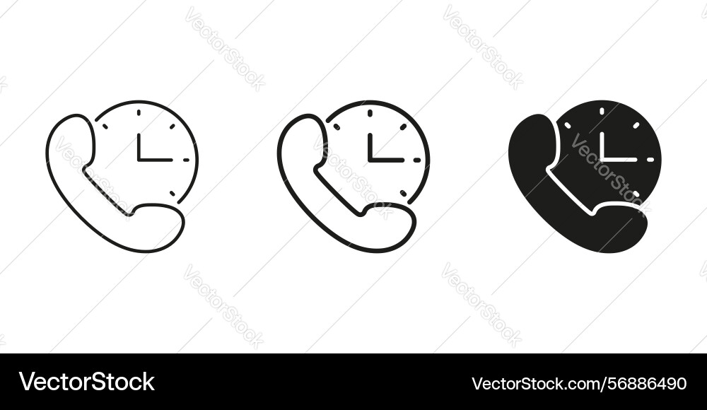 Phone with clock line and solid icon call Vector Image